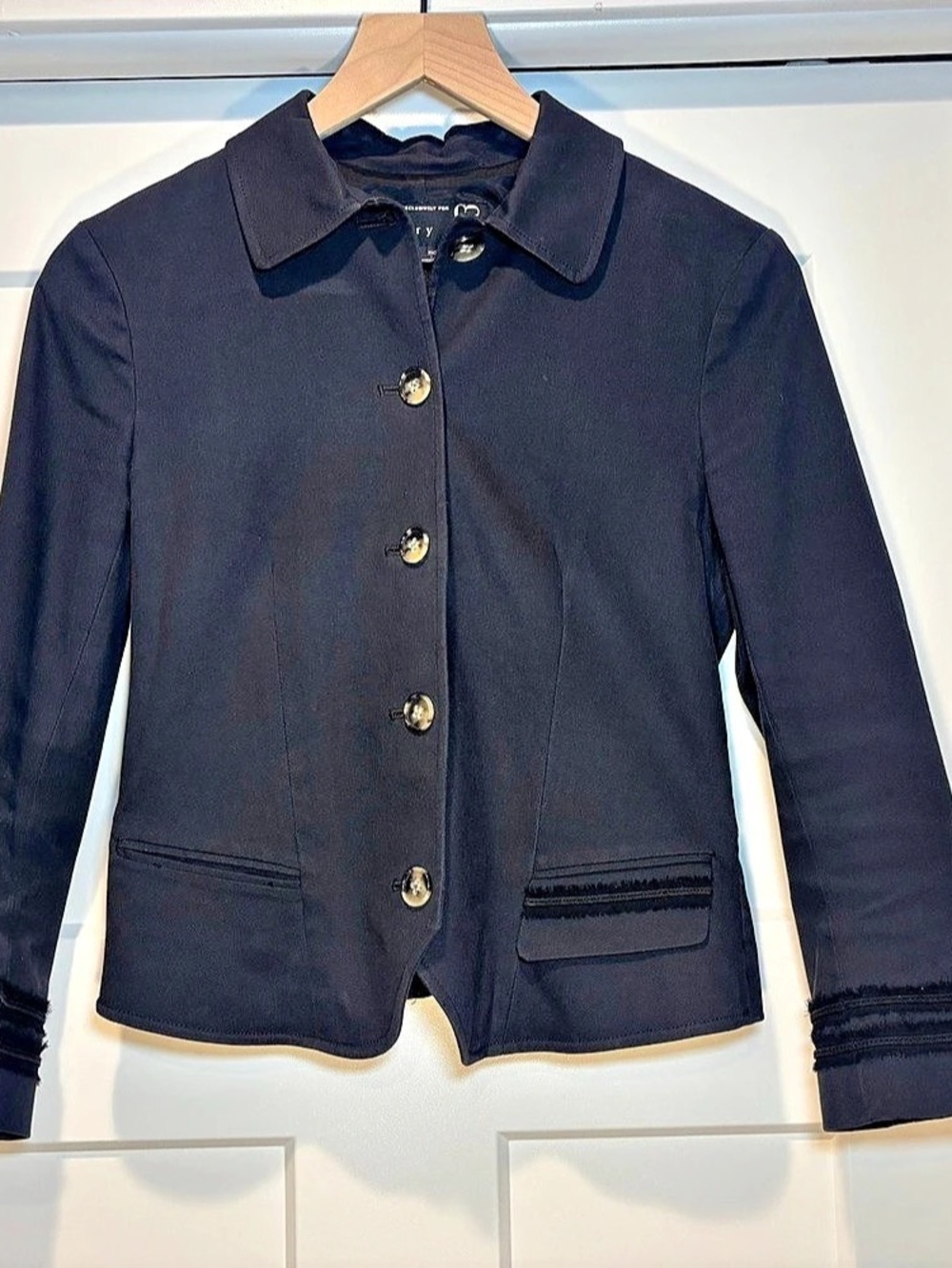 Vintage Theory Navy Cotton Blazer with Black Trim